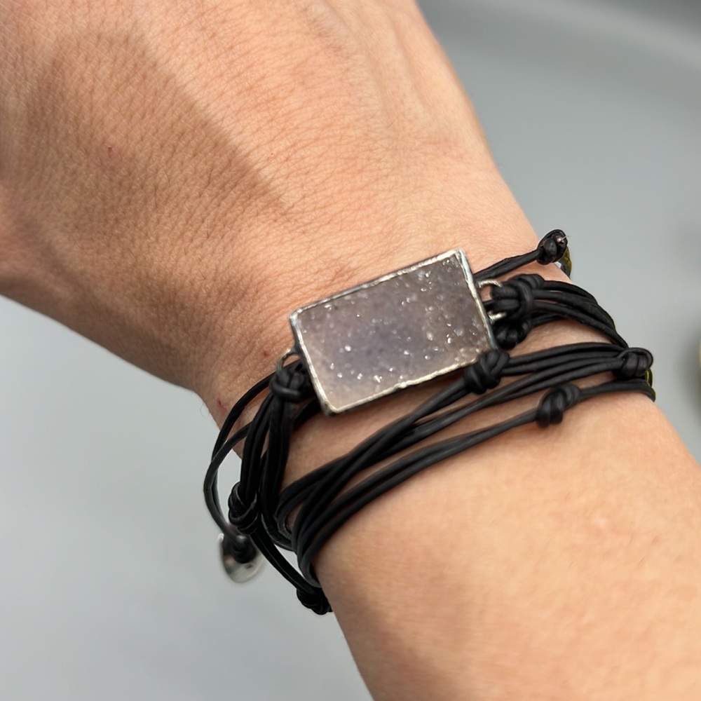 Nina Nguyen Druzy Leather Wrap Bracelet